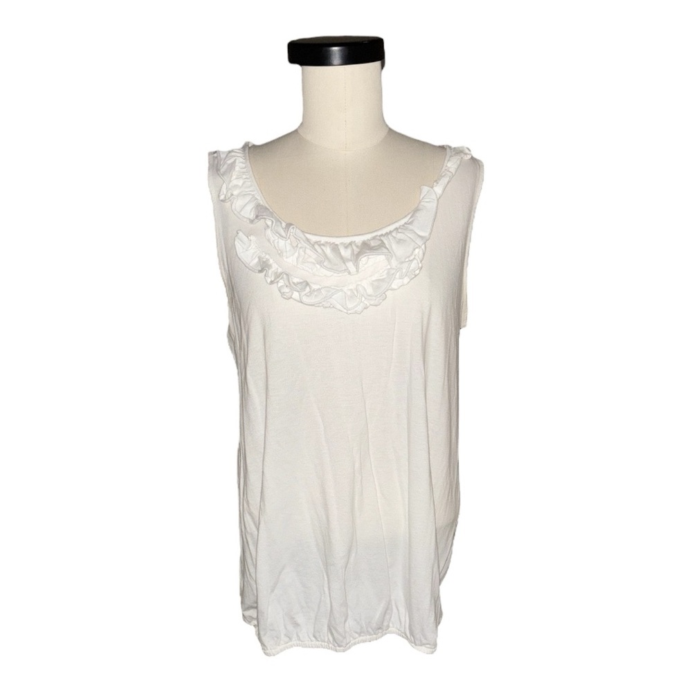 Loft White Ruffle Collar Tank Top